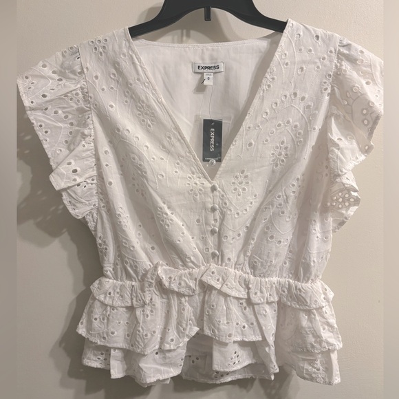 Express Tops - Express Eyelet Peplum Top